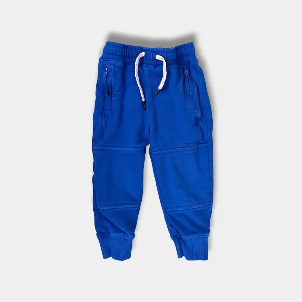 Hanna Andersson Slim Fit French Terry Double Knee Sweatpants Blue 90 cm 3T